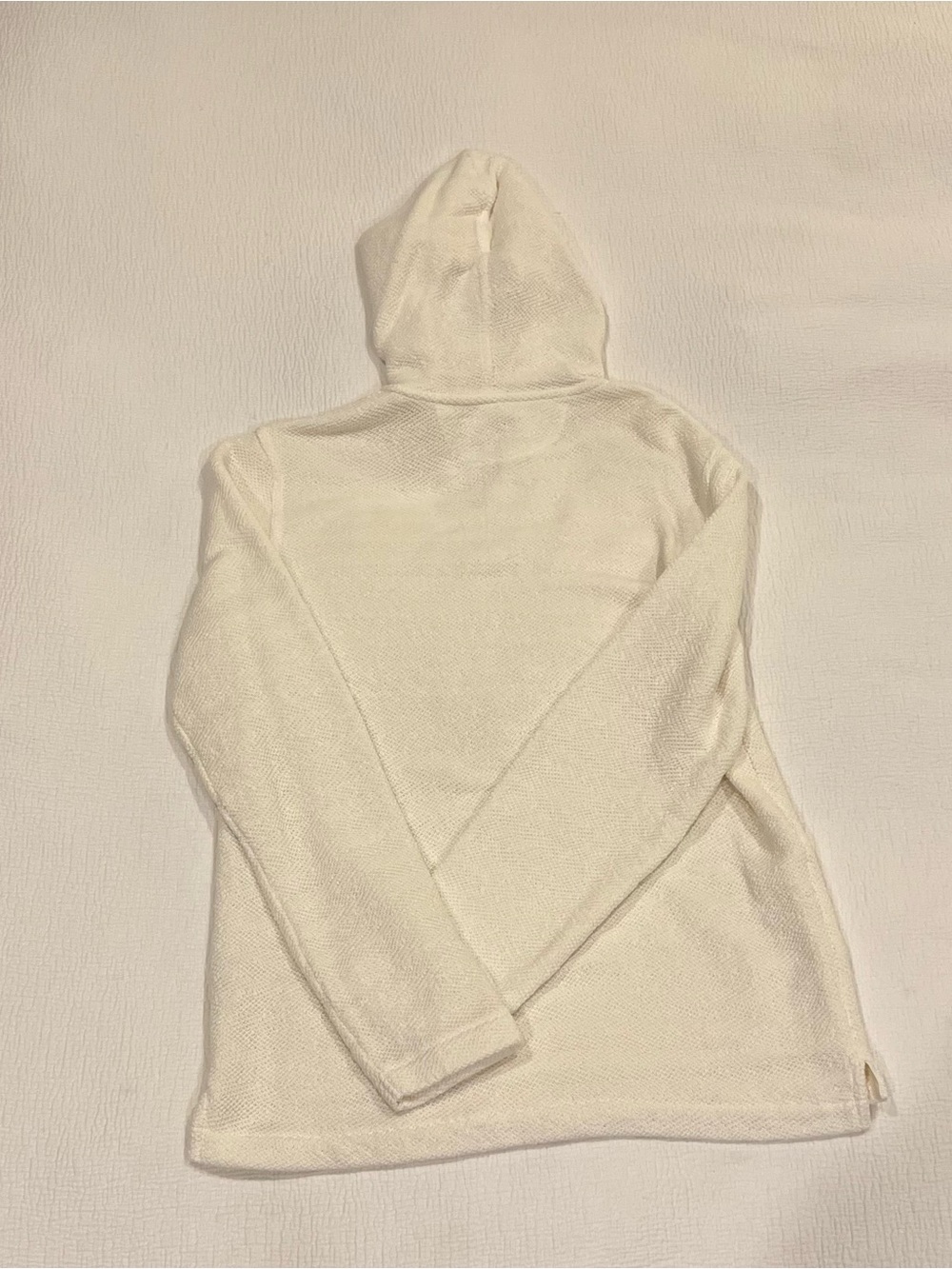 Faherty Women's Ivory V-Neck Hoodie Sweater Whitewater Hoodie - Beach Pearl - Picture 6 of 9
